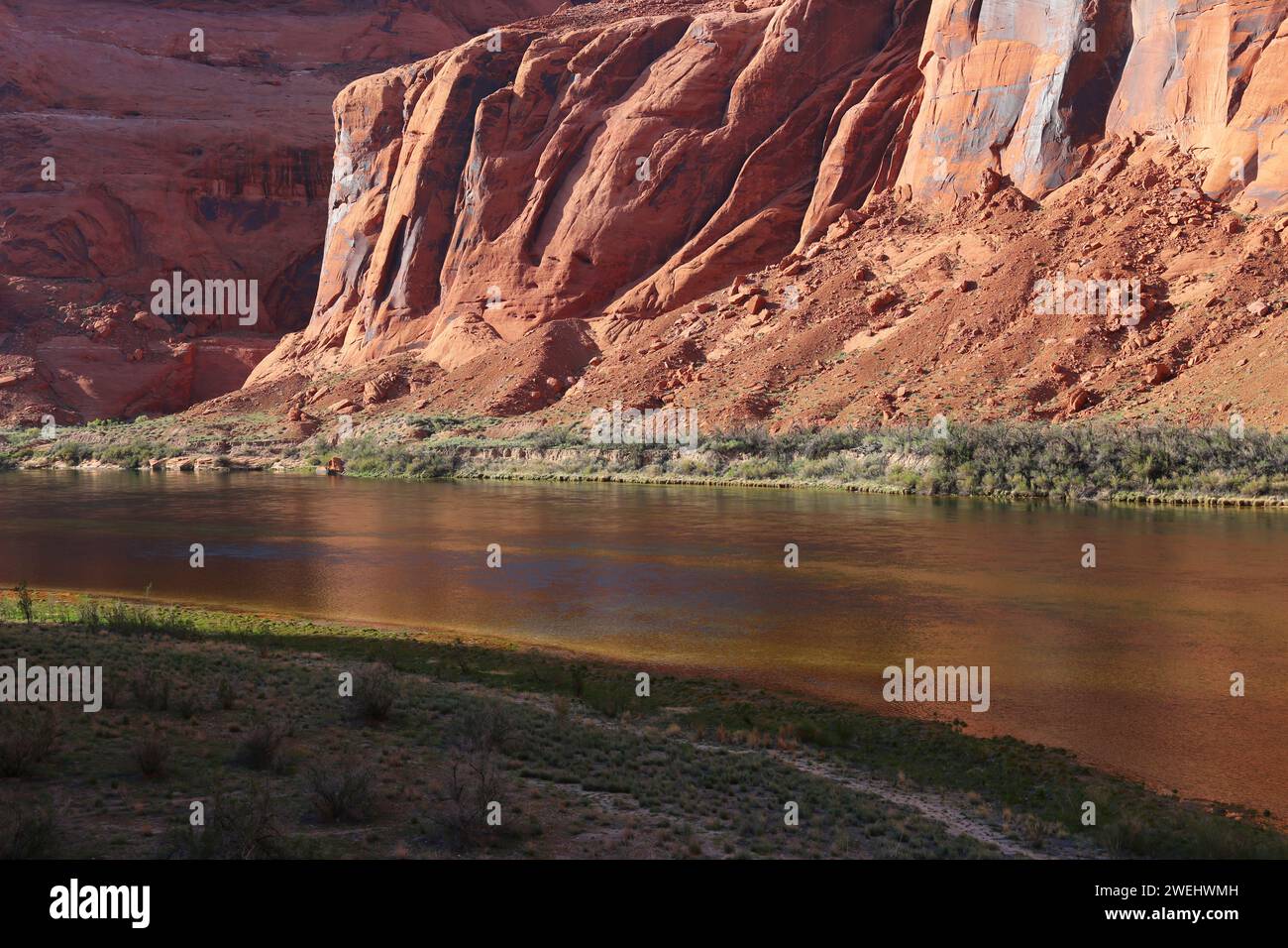 The brilliant colors of the Colorado river on the north half of ...