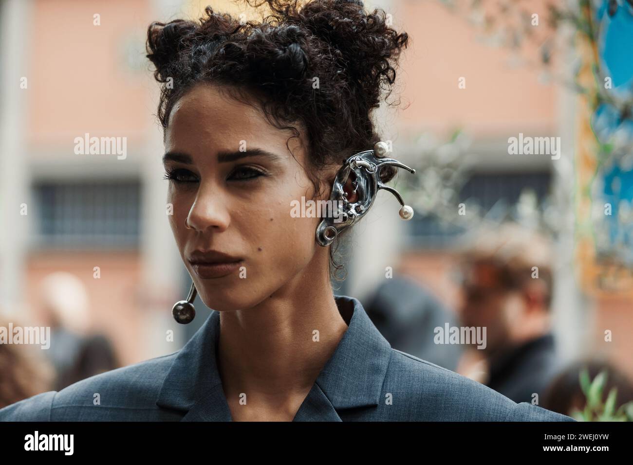 Fashion details outside ANNAKIKI show during Milan Fashion Week