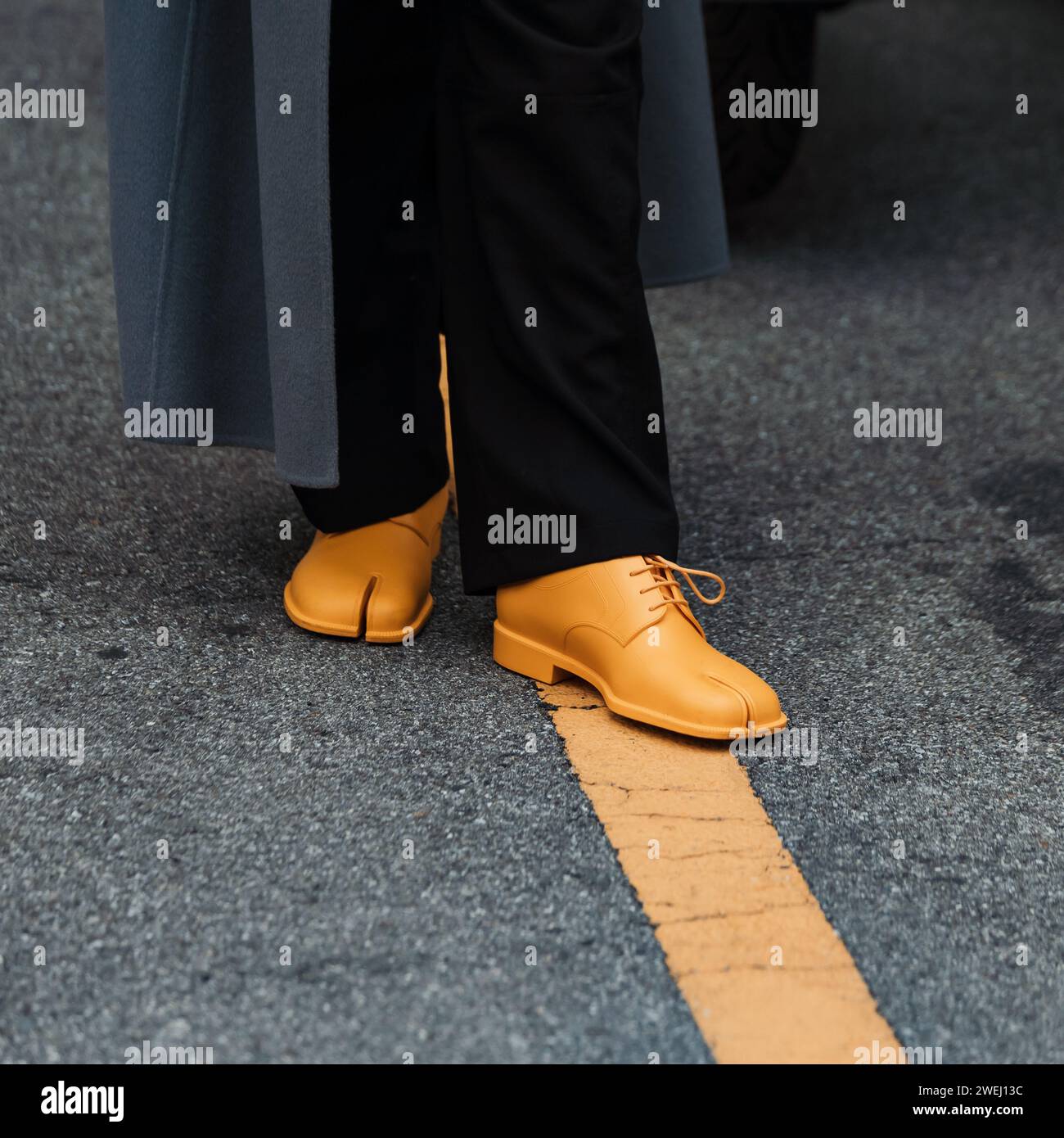 Fashion details outside ANNAKIKI show during Milan Fashion Week Womenswear Spring/Summer 2024. Stock Photo