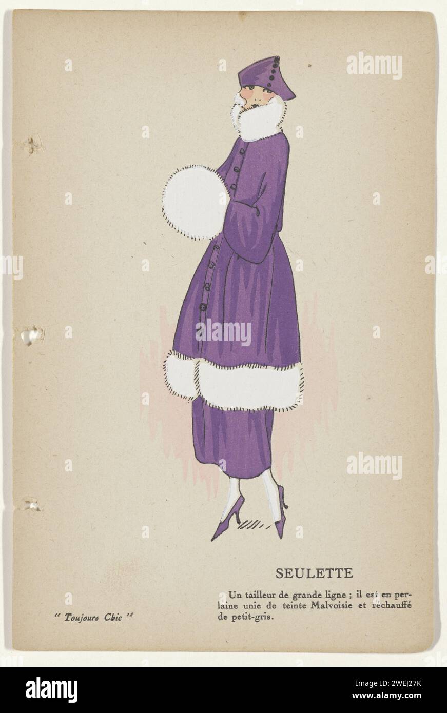 Always chic the dresses, winter 1921-1922: only with 1921 - 1922  Print from catalog 'Toujours Chic' in which an overview of winter fashion 1921-1922 in 80 prints in Pochoir Techniek.  paper letterpress printing fashion plates Stock Photo