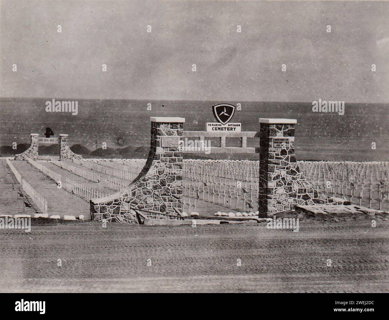 3rd Marine Corps Iwo Jima Cemetery Entrance with built by 133 NCB ...