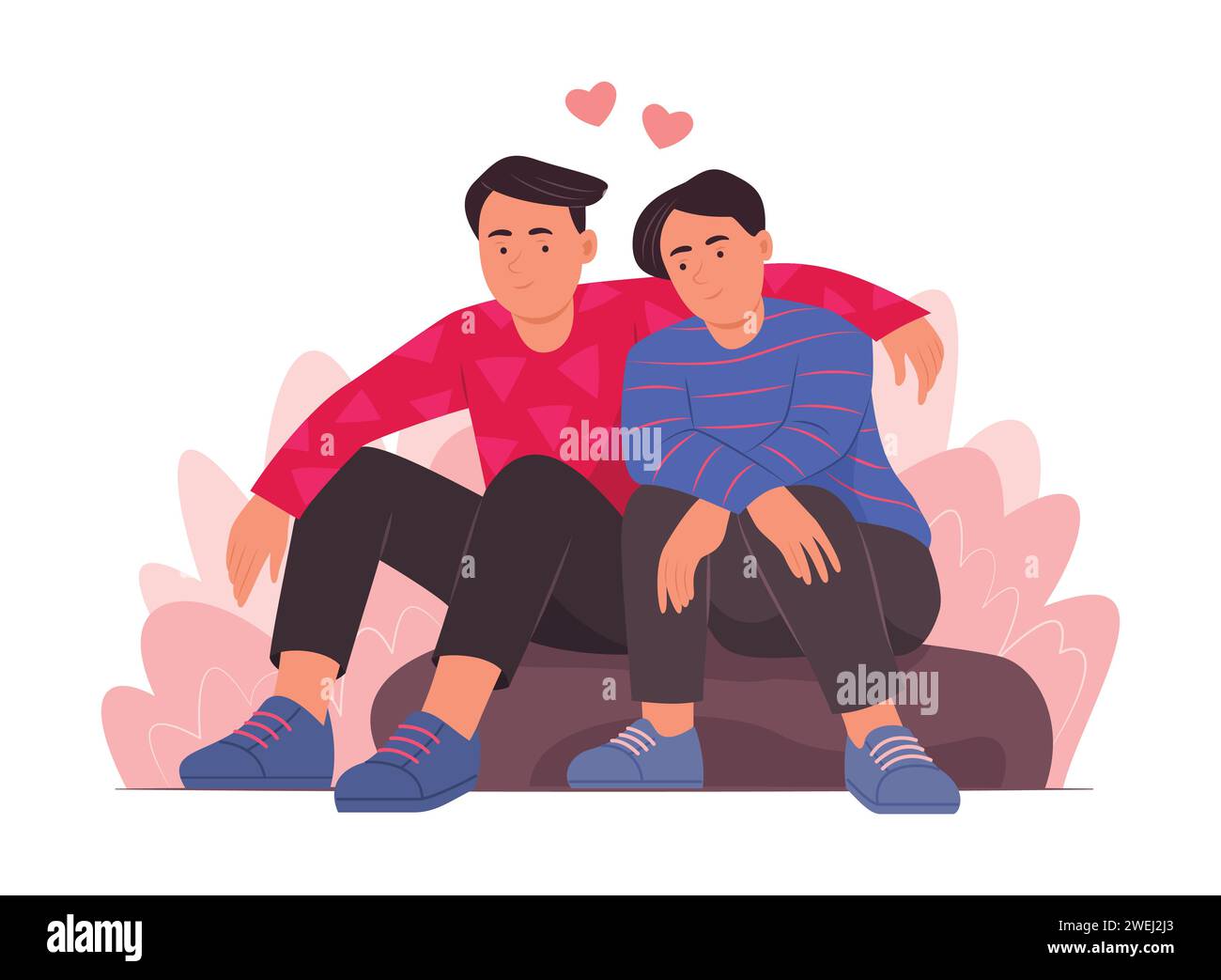 Gay Men Couple in Love for Valentine's Day Concept Illustration Stock Vector