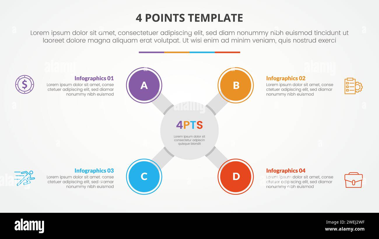 4 points stage list template infographic concept for slide presentation ...