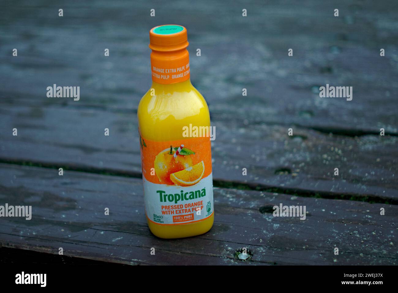 Brussels, Belgium. 25nd Jan, 2024. Tropicana brand juice with orange