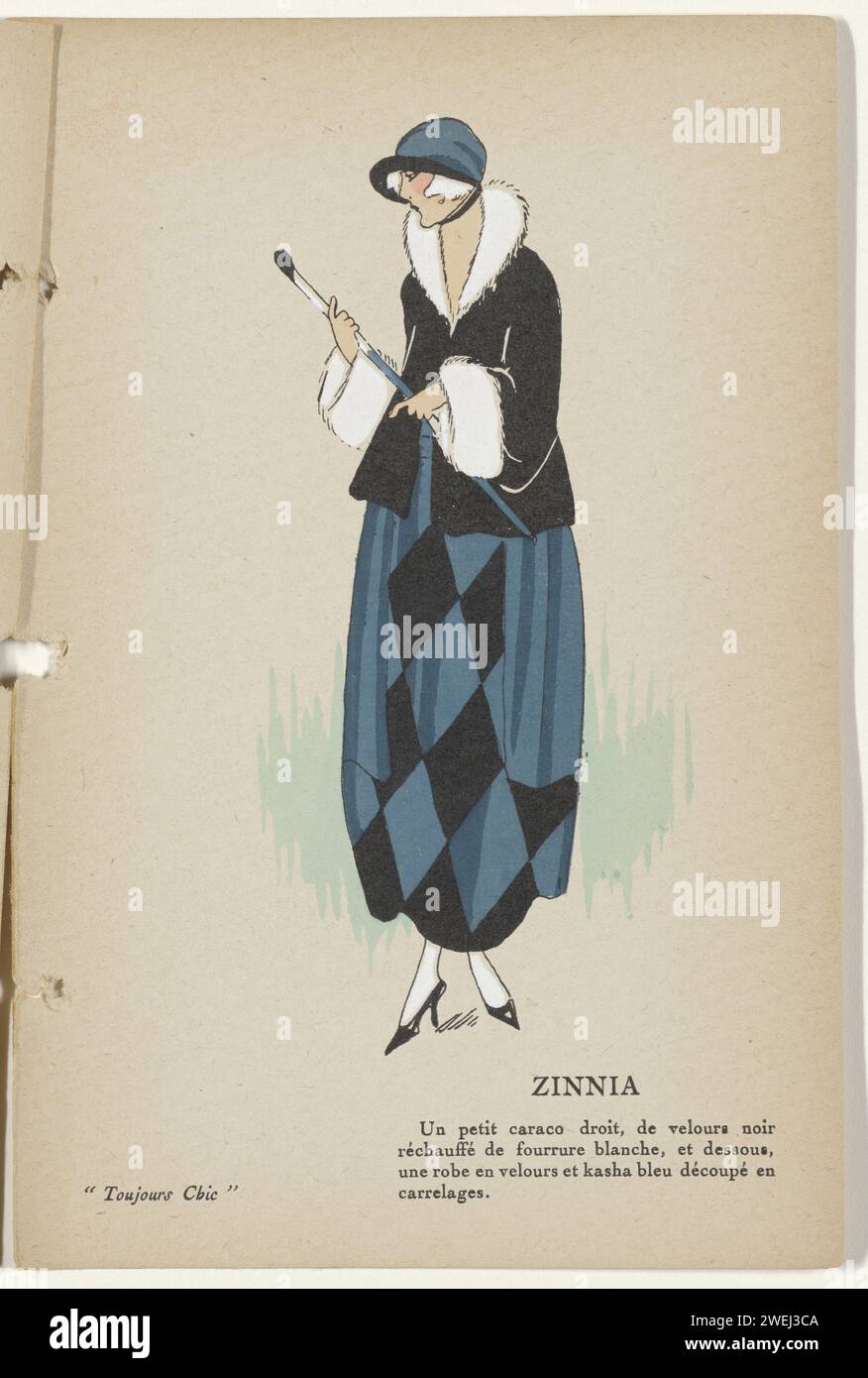 Always chic tailors and coats, winter 1921-1922: Zinnia, 1921 - 1922  Print from catalog 'Toujours Chic' in which an overview of winter fashion 1921-1922 in 80 prints in Pochoir Techniek.  paper letterpress printing fashion plates Stock Photo