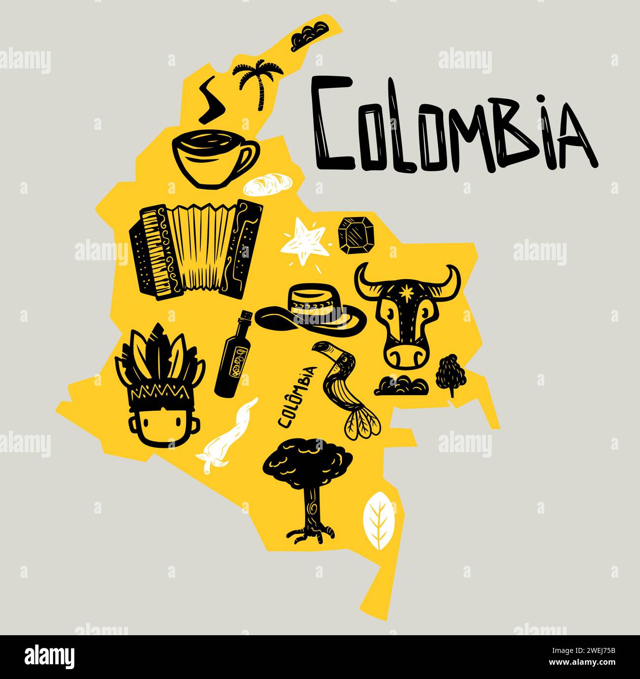 Colombia vectorial stylized map Stock Vector
