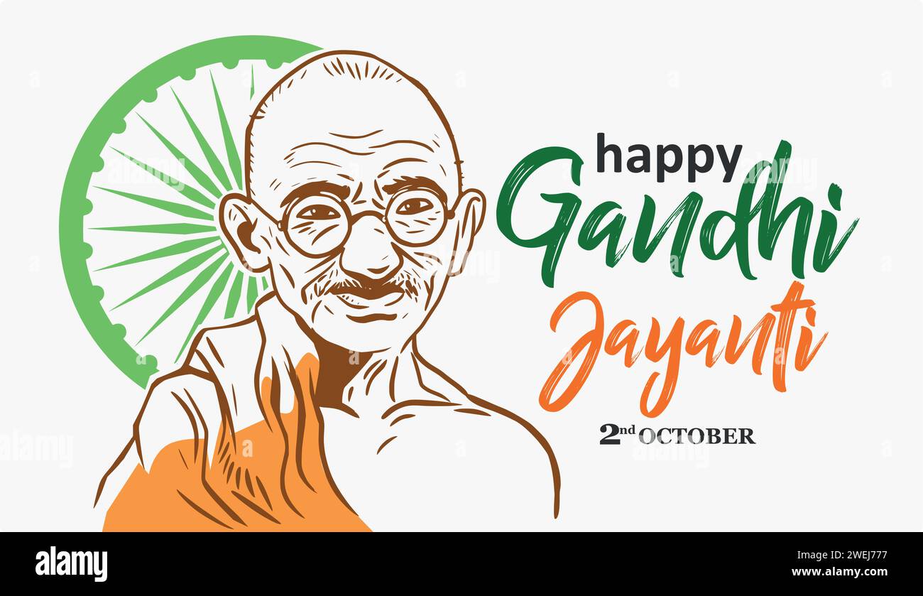 Happy Gandhi Jayanti banner. Vector image Stock Vector
