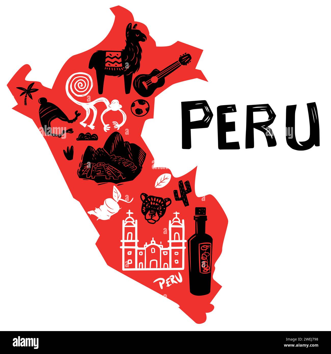 Peru vectorial stylized map Stock Vector