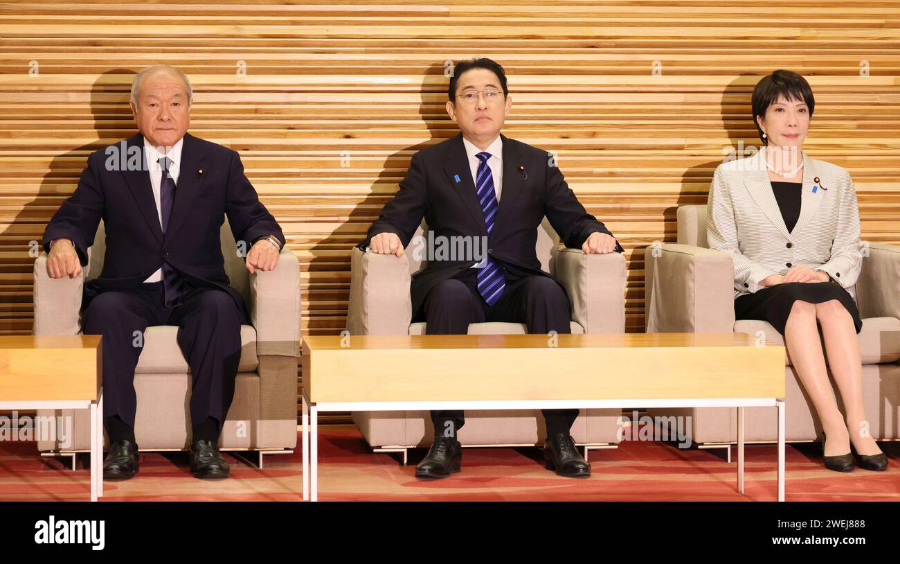 Japan's Prime Minister Fumio Kishida attends a cabinet meeting at his ...