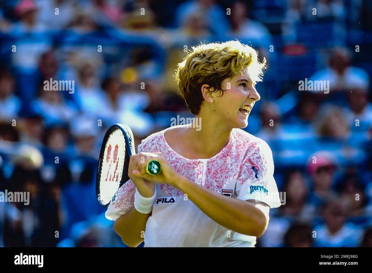 Monica Seles (USA) competing at the 1991 US Open Tennis. Stock Photo
