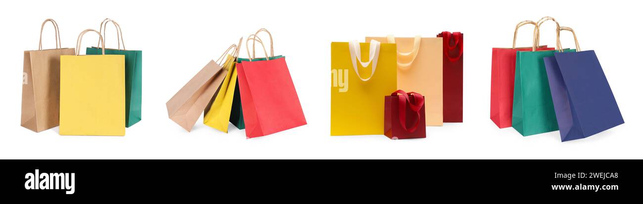 Colorful shopping bags isolated on white, set Stock Photo - Alamy