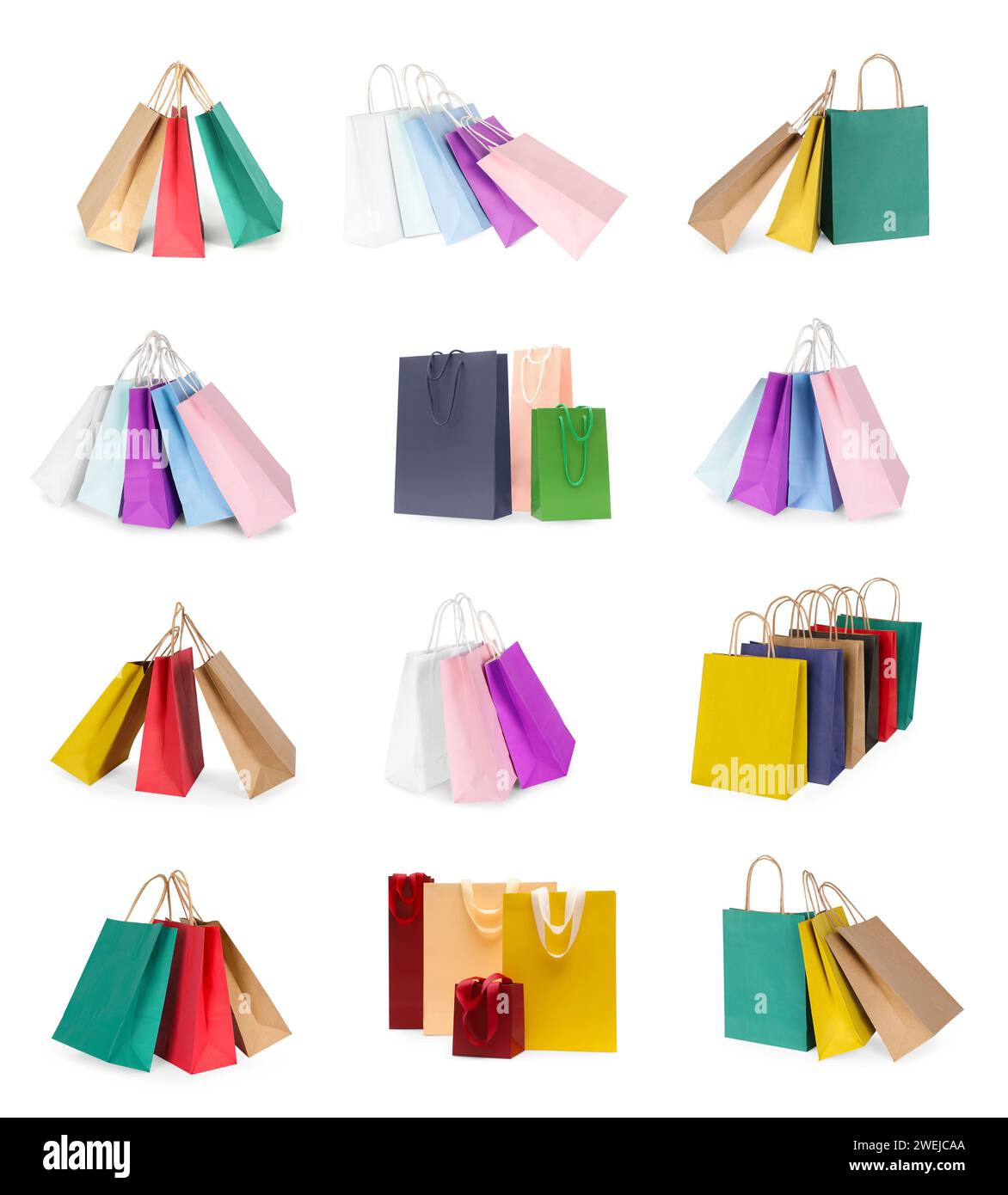 Colorful shopping bags isolated on white, set Stock Photo - Alamy