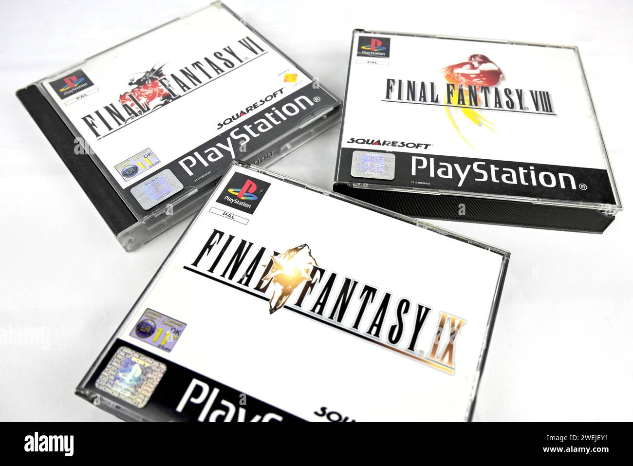 Final Fantasy playstation ps1 (PAL) video games collection  – Wales, UK  –  25 January 2024 Stock Photo