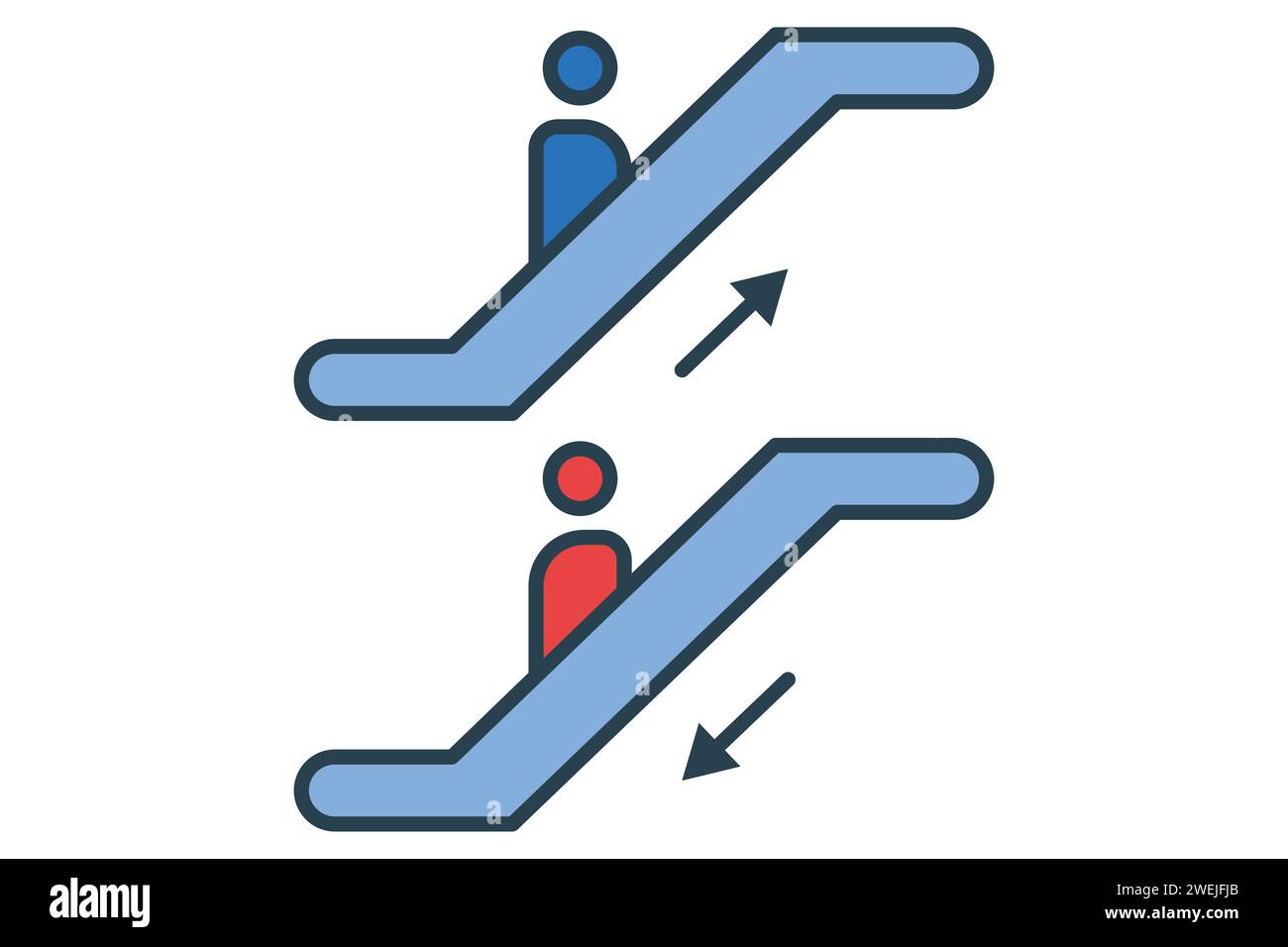 escalator icon. icon related to indoor navigation in public spaces. flat line icon style. element illustration Stock Vector