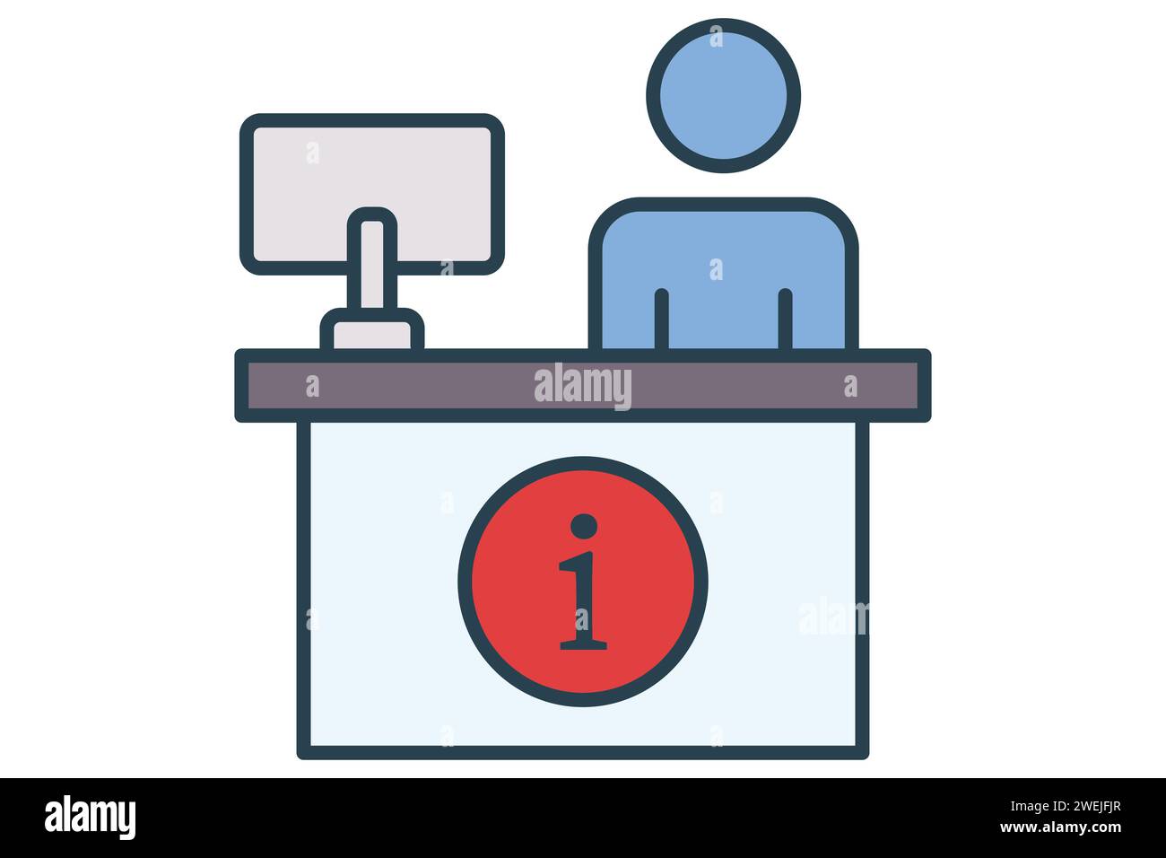 information desk icon. icon related to information and assistance. flat line icon style. element illustration Stock Vector