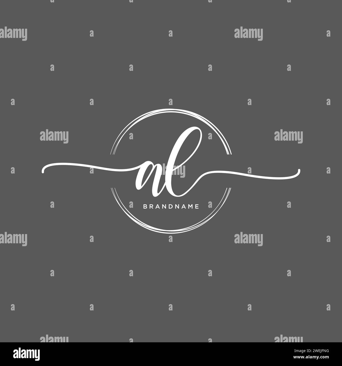 AL Initial handwriting logo with circle Stock Vector