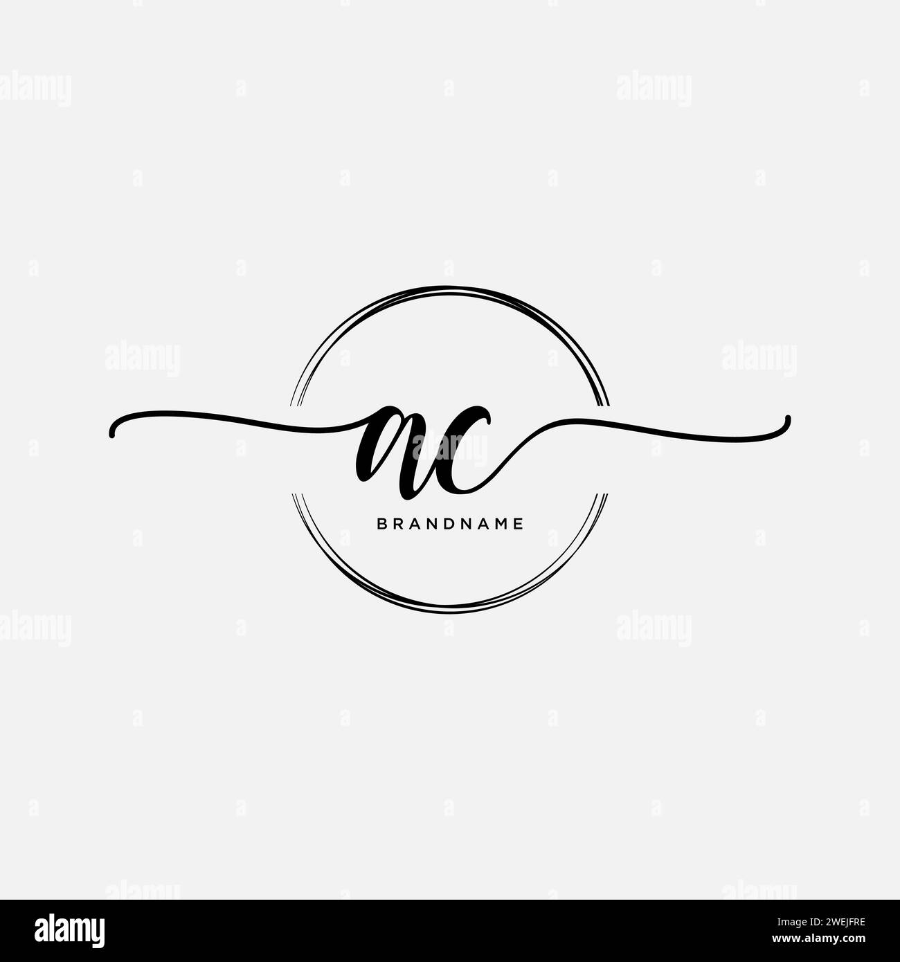 AC Initial handwriting logo with circle Stock Vector