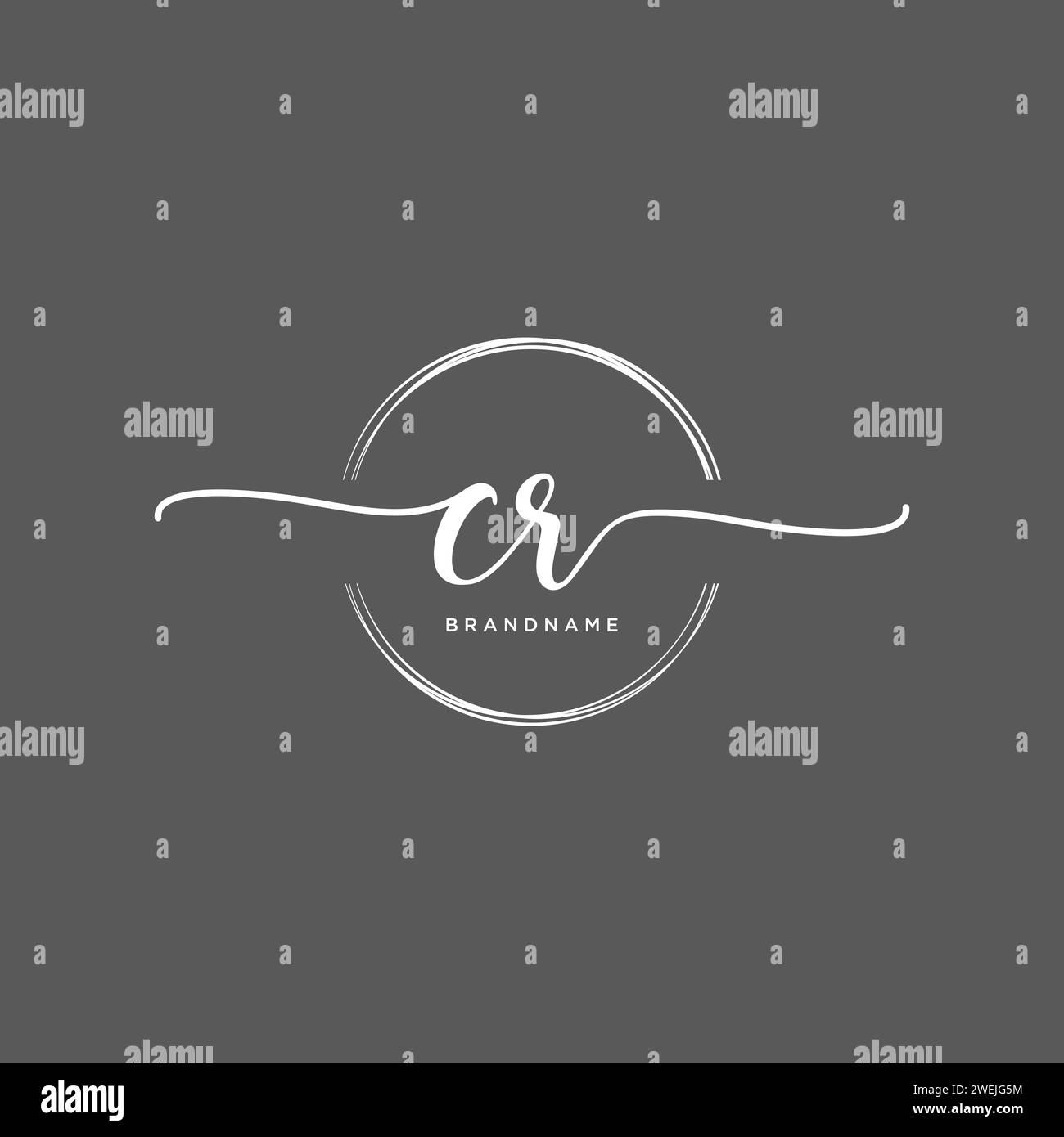 CR Initial handwriting logo with circle Stock Vector
