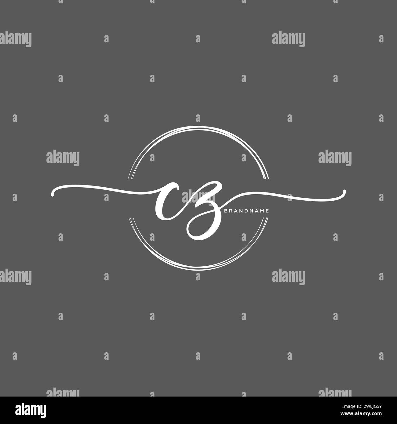 CZ Initial handwriting logo with circle Stock Vector