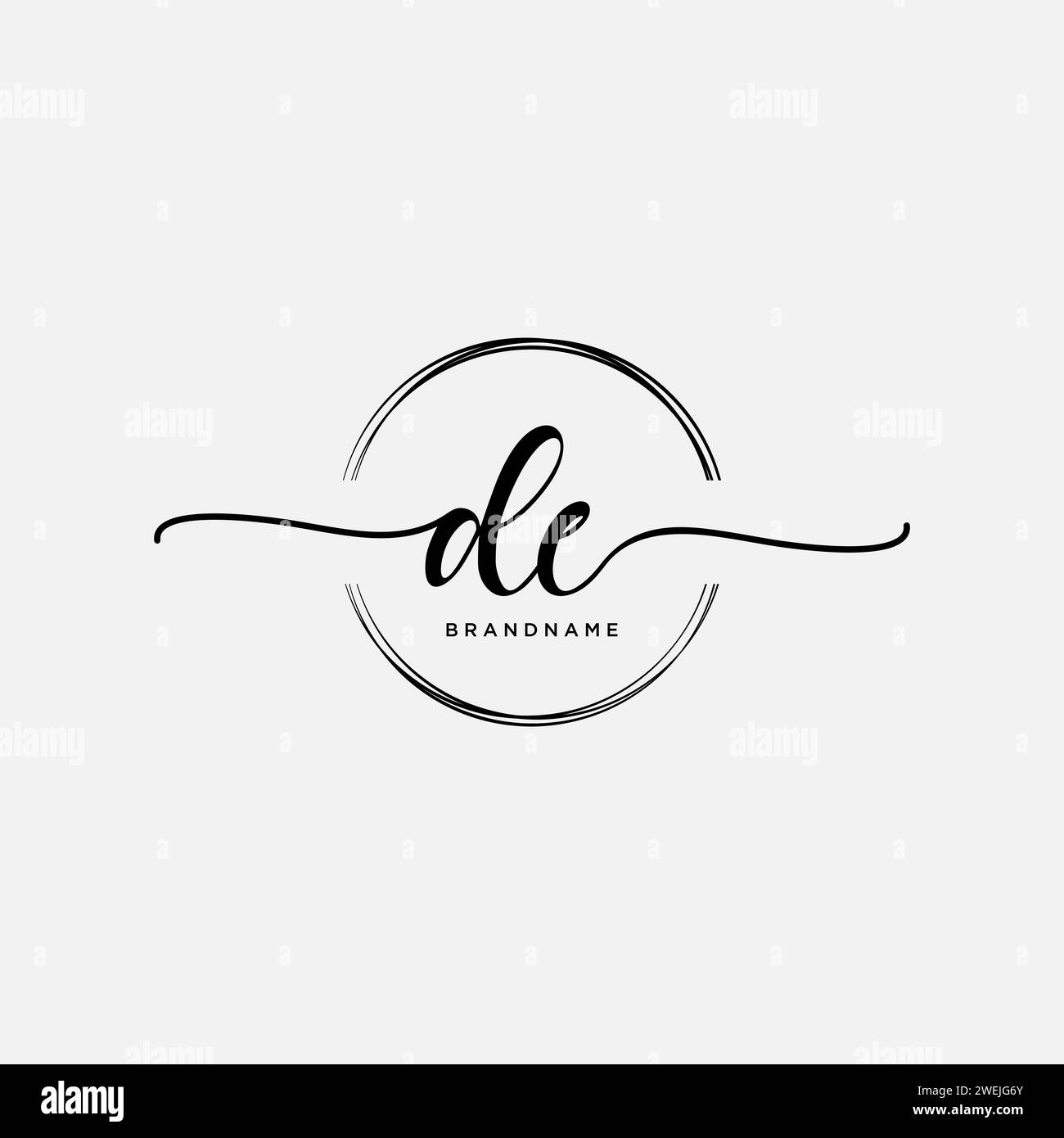 DE Initial handwriting logo with circle Stock Vector