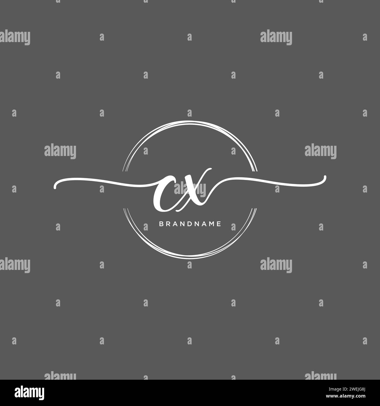 CX Initial handwriting logo with circle Stock Vector
