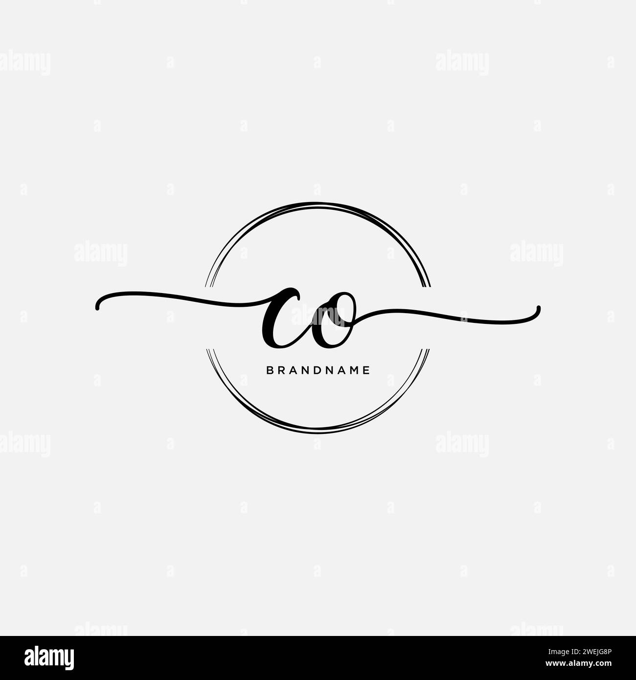 CO Initial handwriting logo with circle Stock Vector