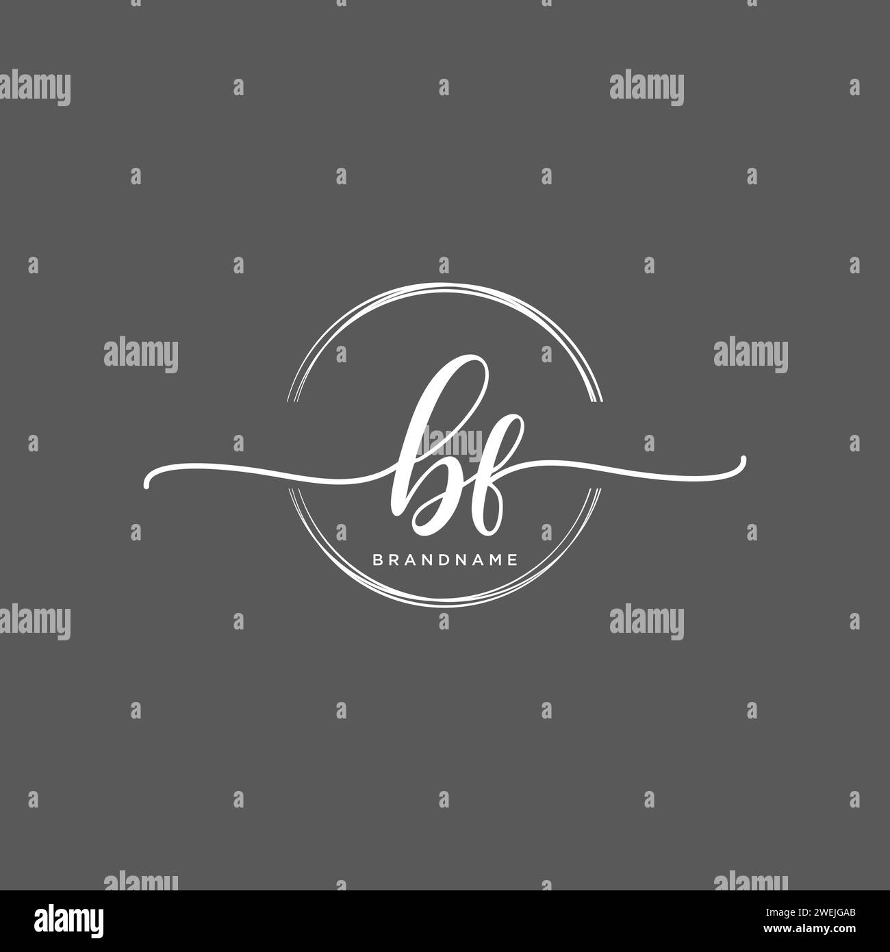 BF Initial handwriting logo with circle Stock Vector
