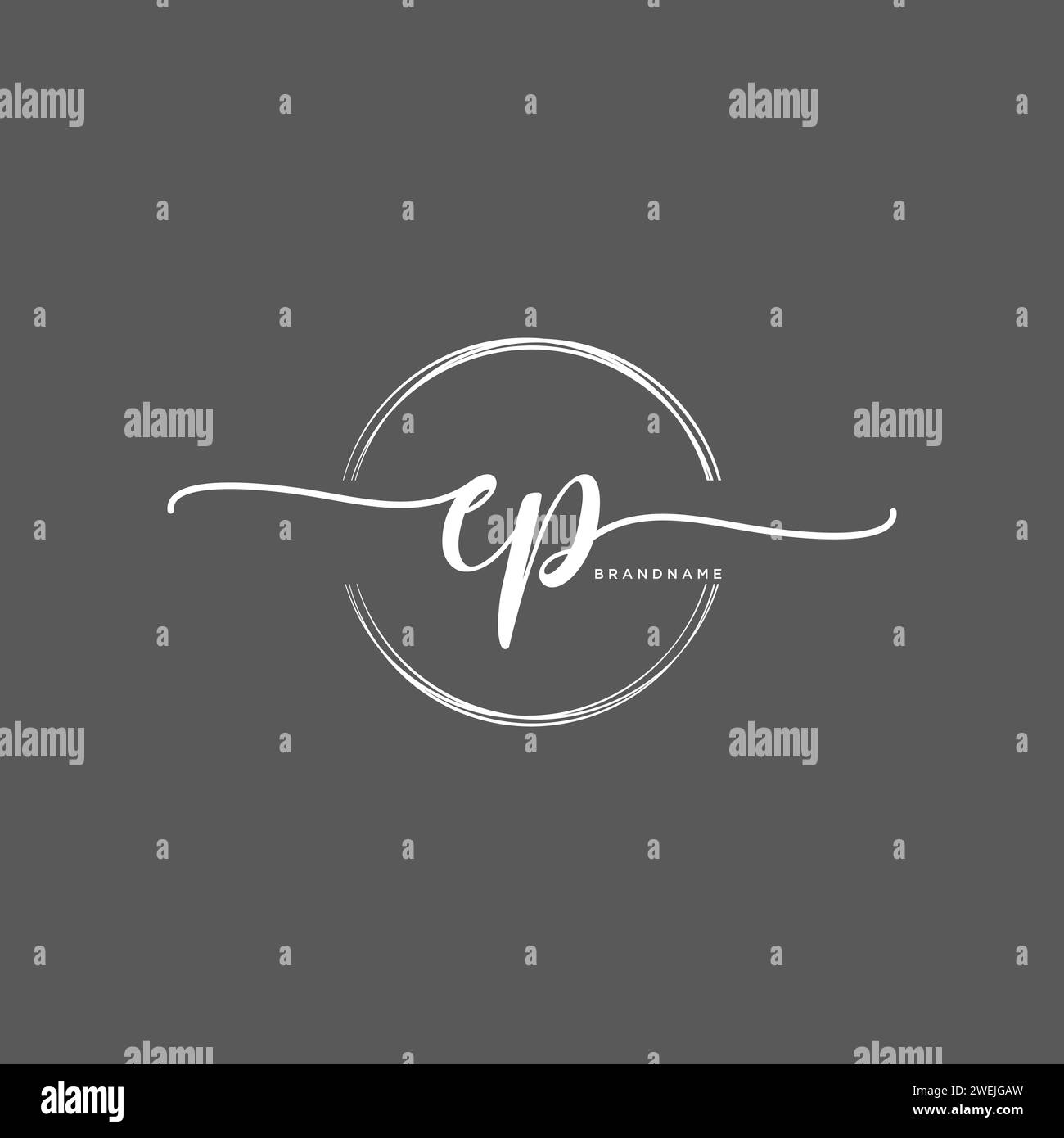 EP Initial handwriting logo with circle Stock Vector
