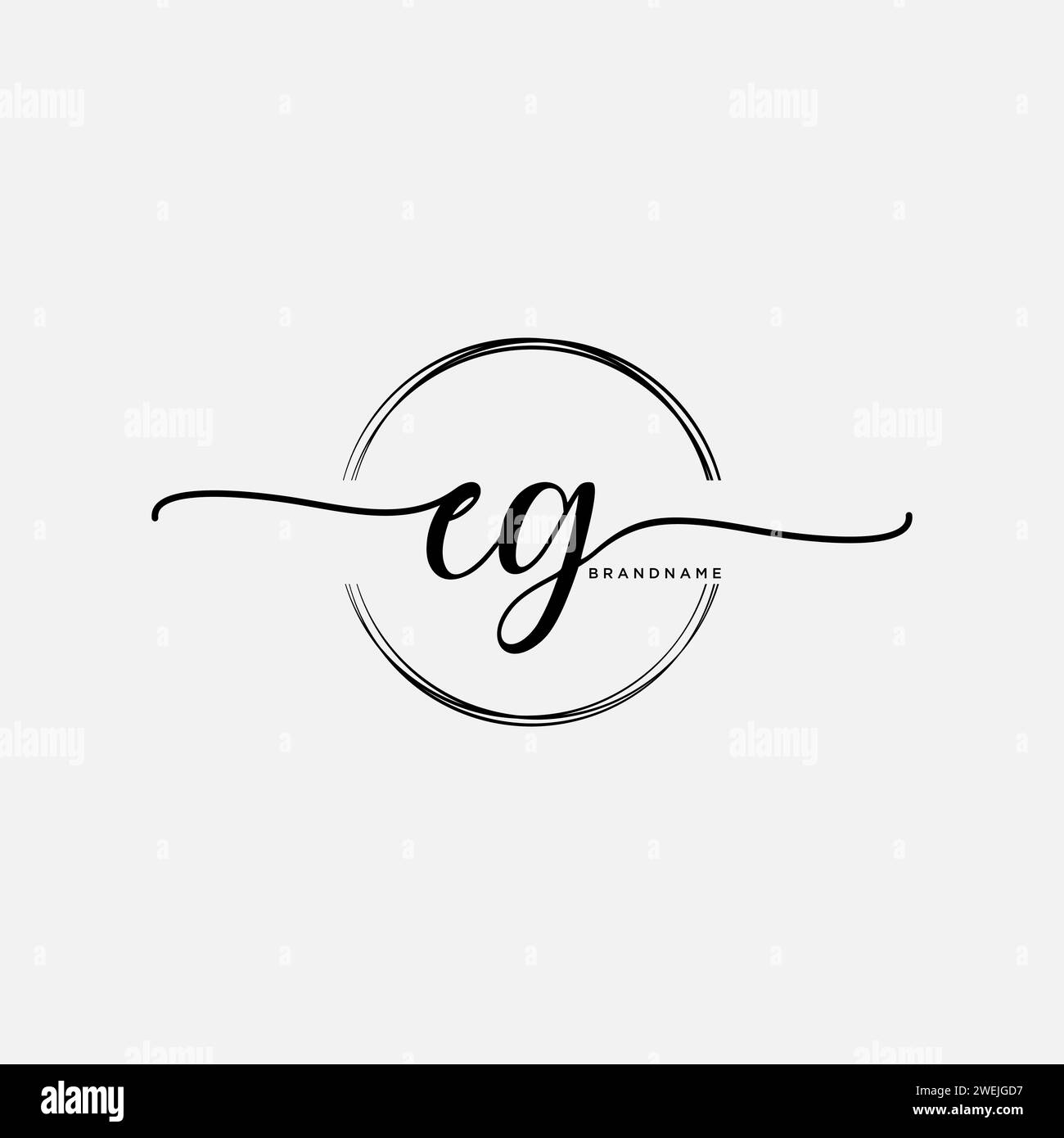 EG Initial handwriting logo with circle Stock Vector