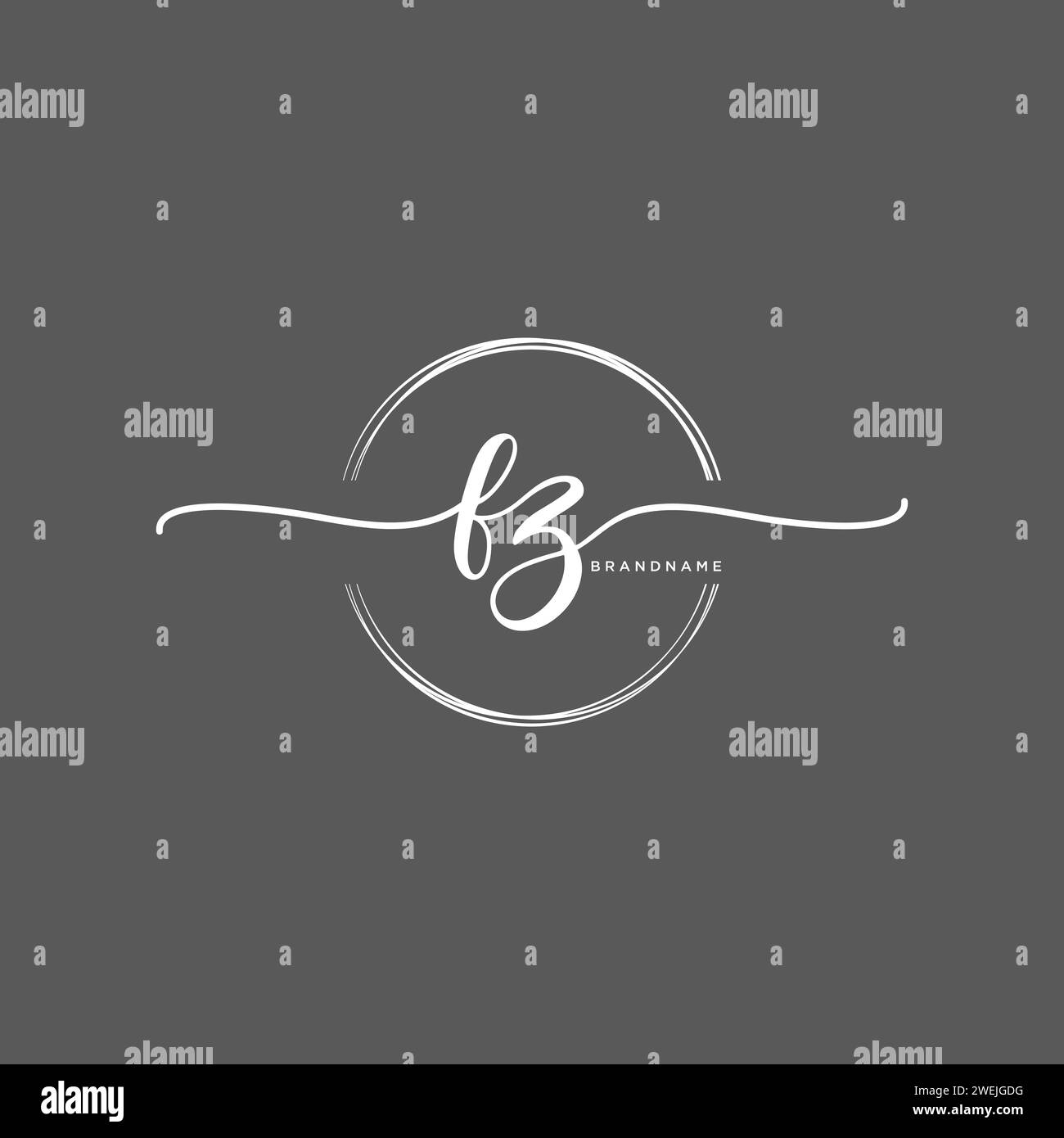 FZ Initial handwriting logo with circle Stock Vector