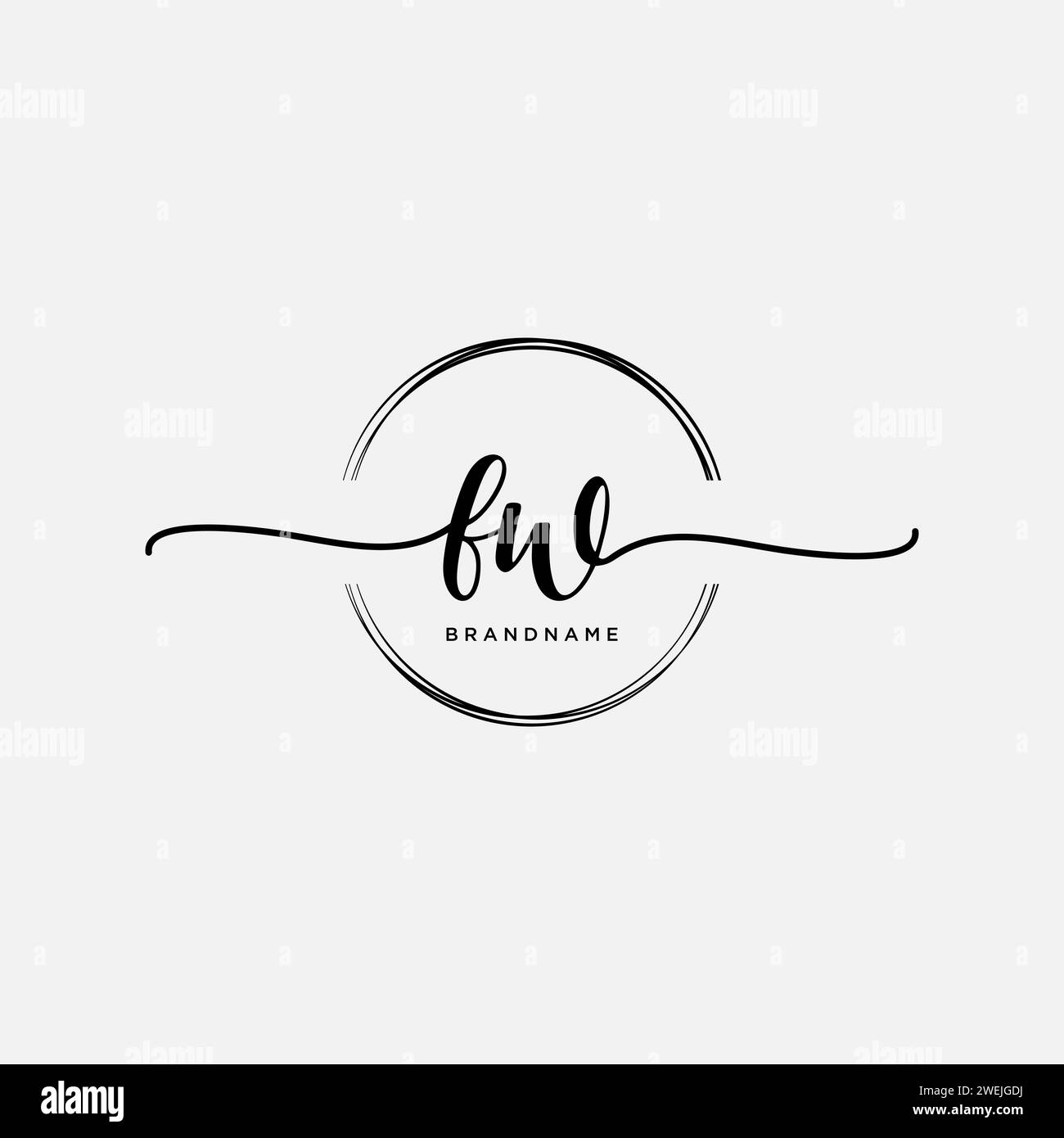 FW Initial handwriting logo with circle Stock Vector