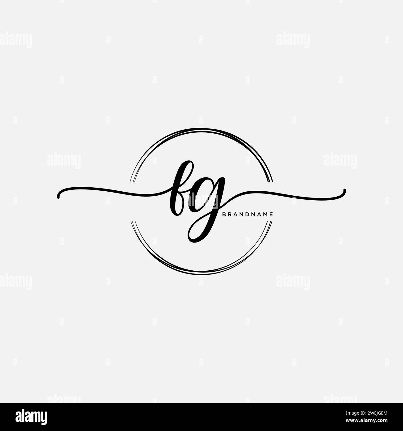 FG Initial handwriting logo with circle Stock Vector