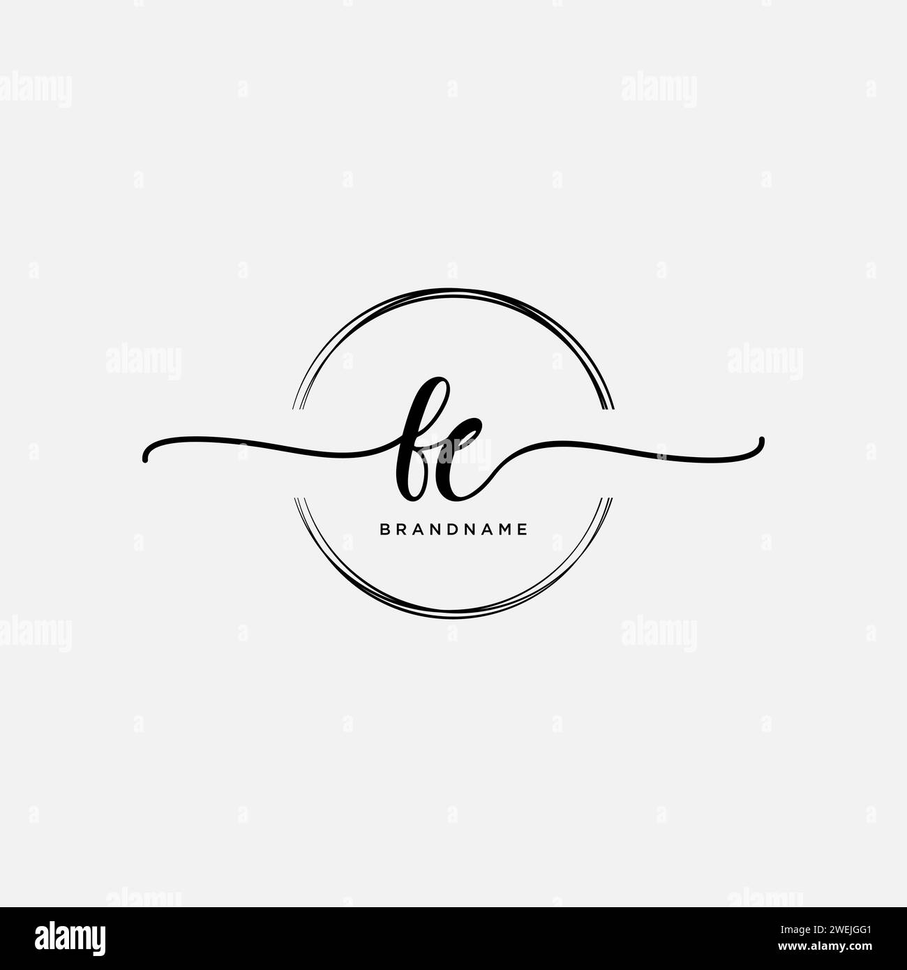 FE Initial handwriting logo with circle Stock Vector