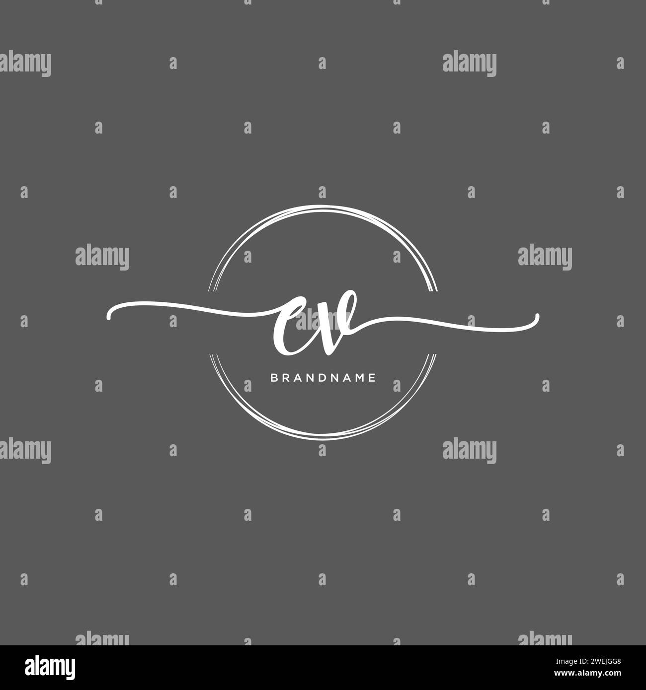 EV Initial handwriting logo with circle Stock Vector