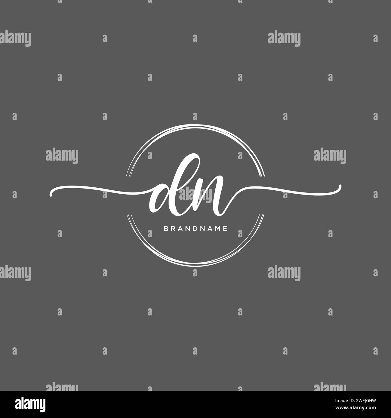DN Initial handwriting logo with circle Stock Vector