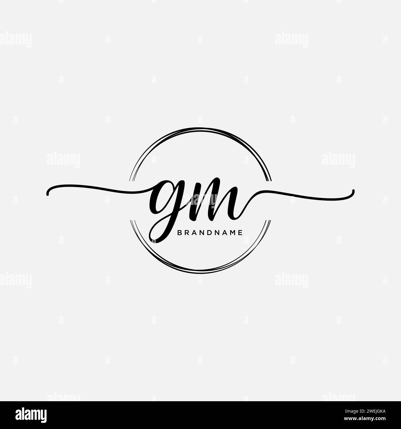 GM Initial handwriting logo with circle Stock Vector
