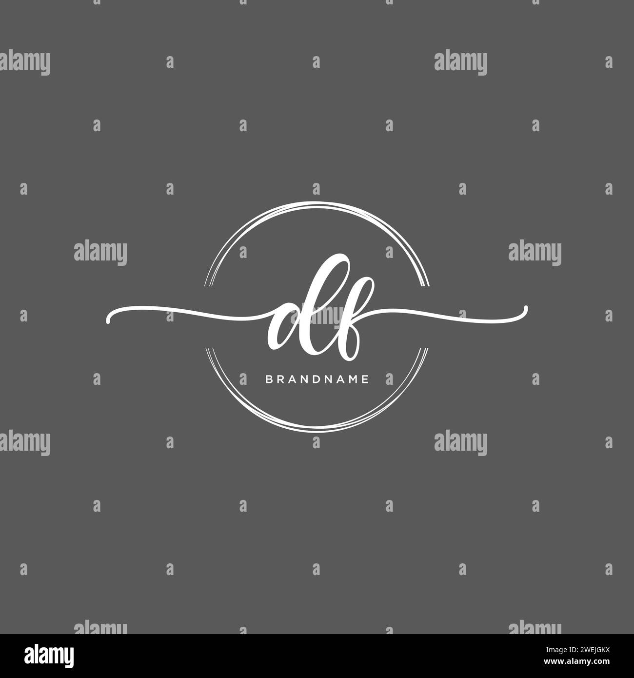 DF Initial handwriting logo with circle Stock Vector