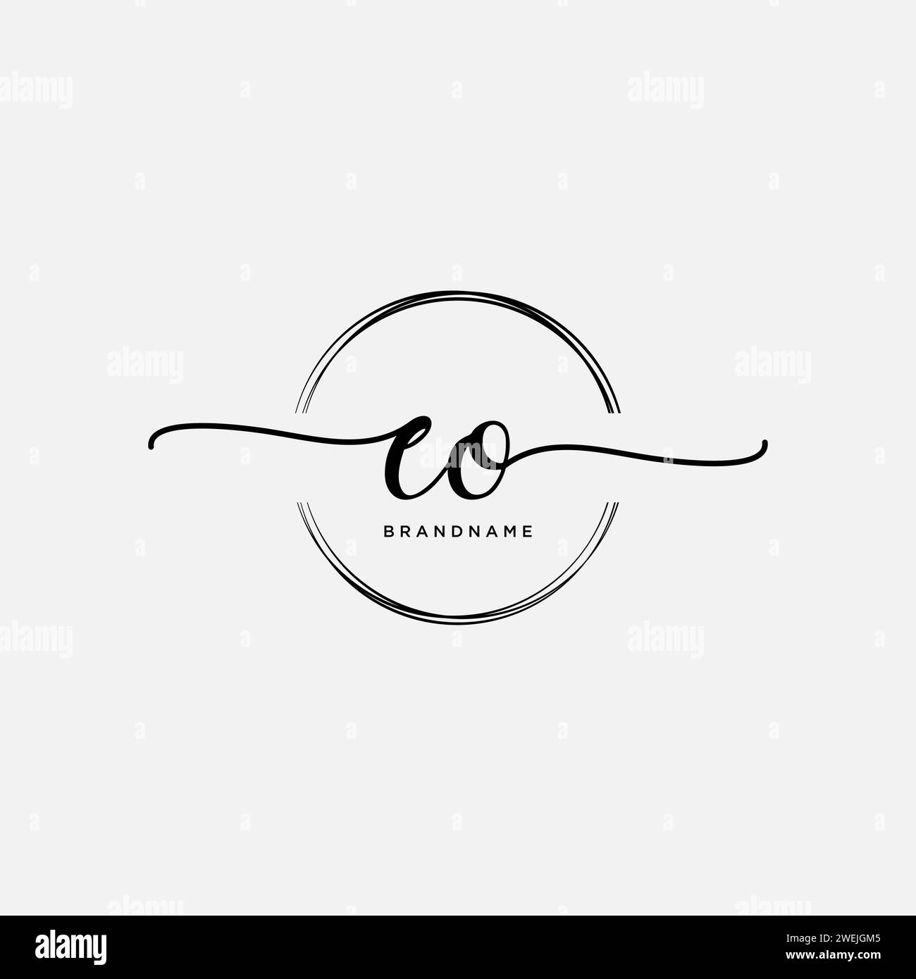 EO Initial handwriting logo with circle Stock Vector