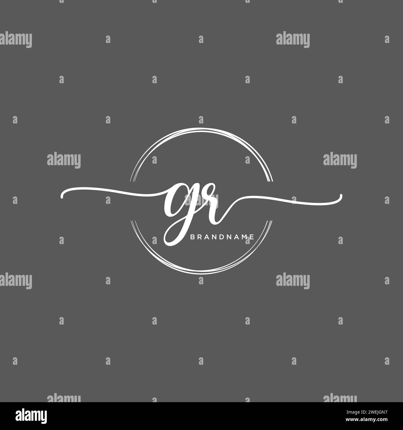 GR Initial handwriting logo with circle Stock Vector