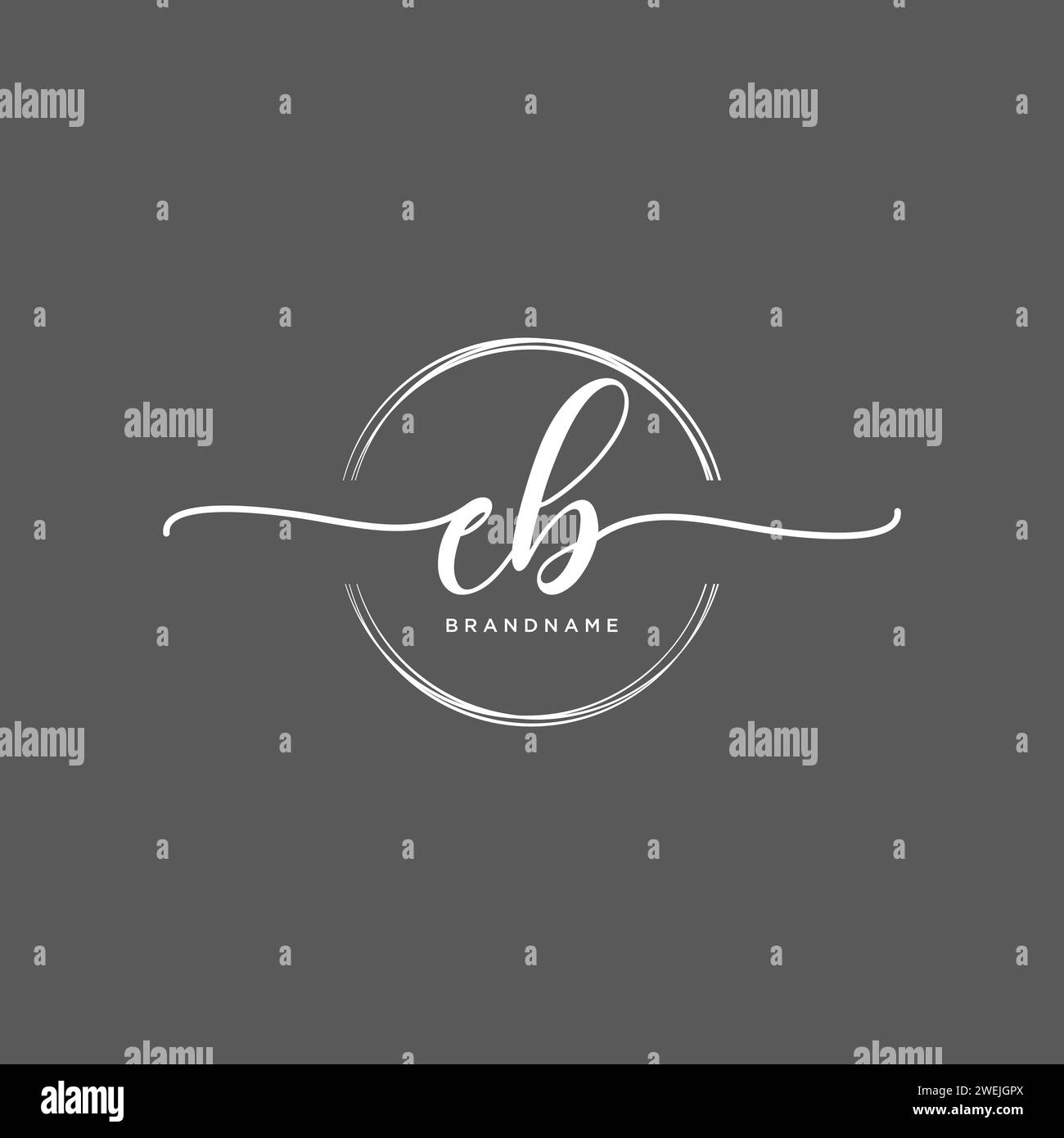 EB Initial handwriting logo with circle Stock Vector