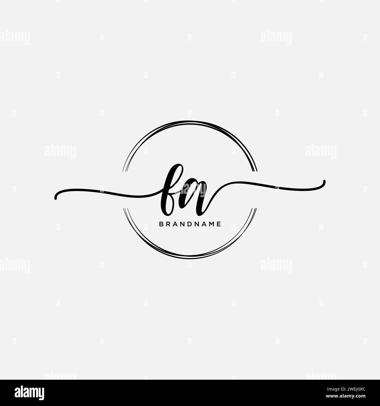 FA Initial handwriting logo with circle Stock Vector