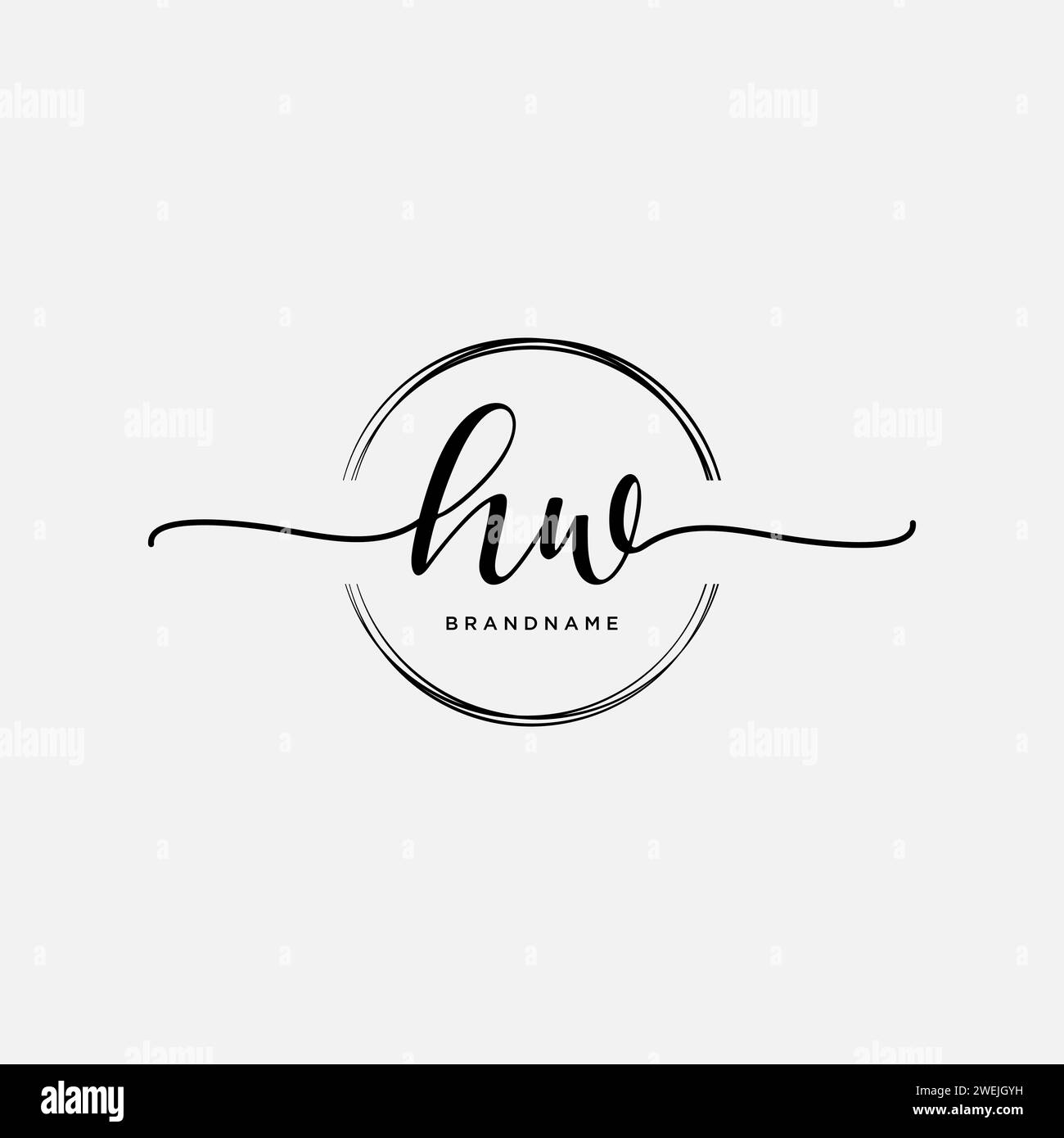 HW Initial handwriting logo with circle Stock Vector
