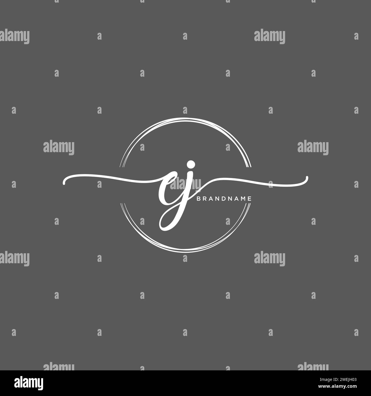 EJ Initial handwriting logo with circle Stock Vector