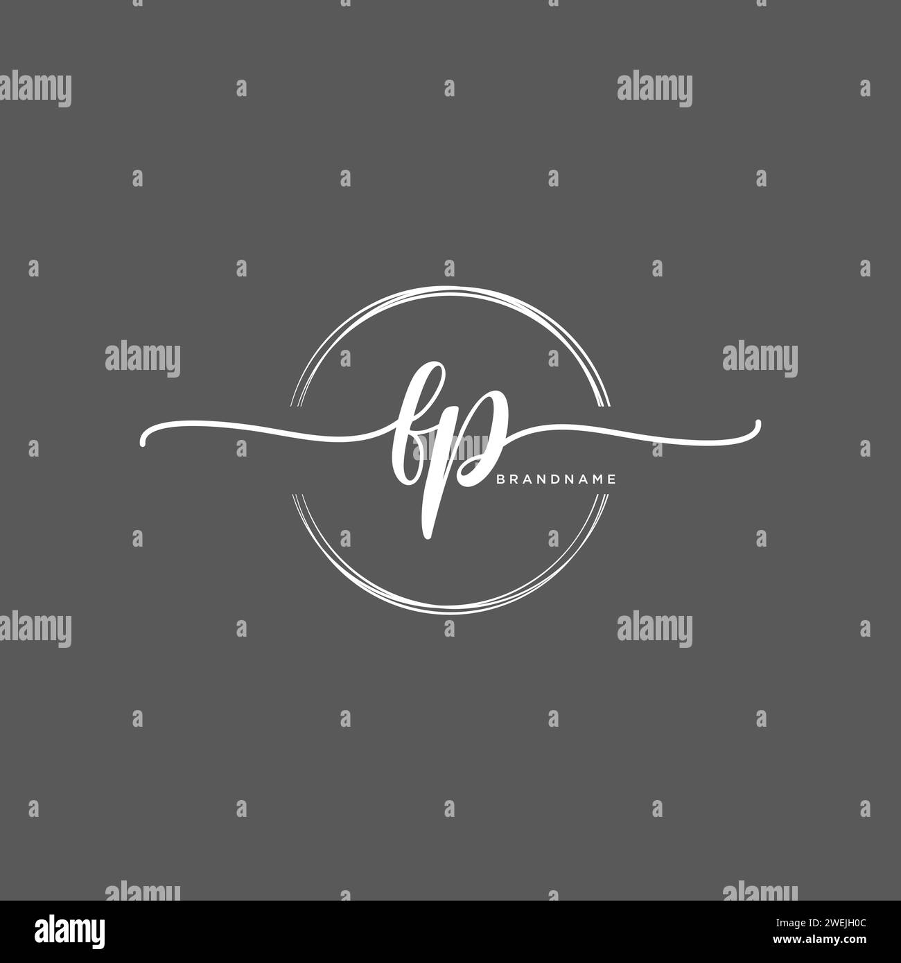 FP Initial handwriting logo with circle Stock Vector