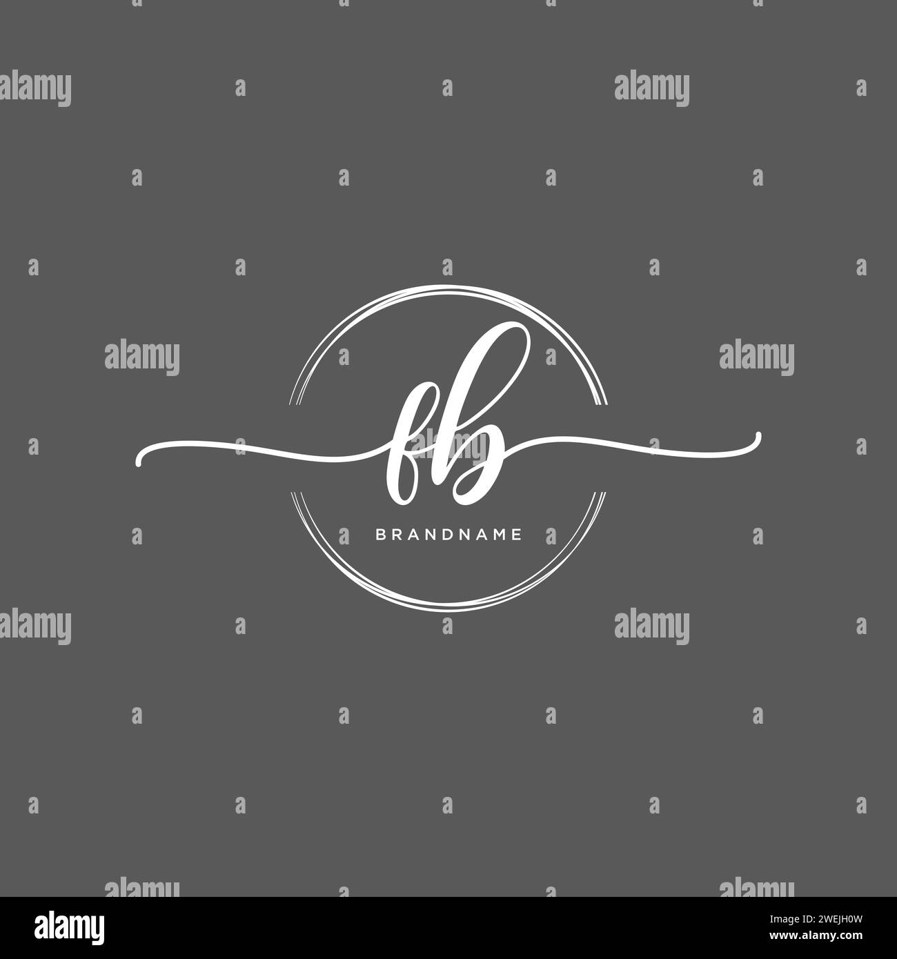 FB Initial handwriting logo with circle Stock Vector