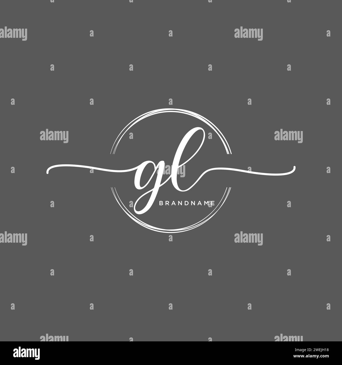 GL Initial handwriting logo with circle Stock Vector