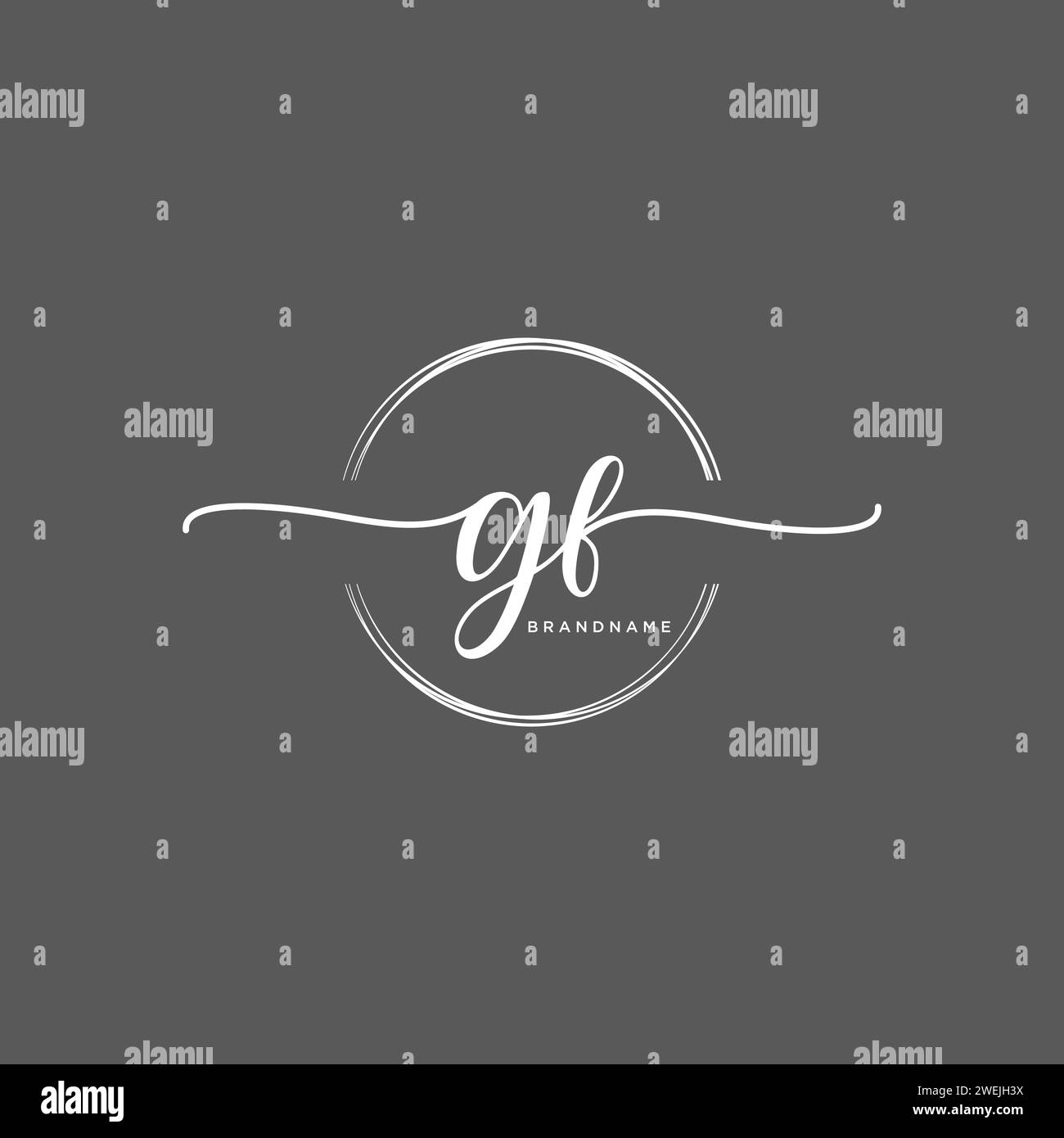 GF Initial handwriting logo with circle Stock Vector