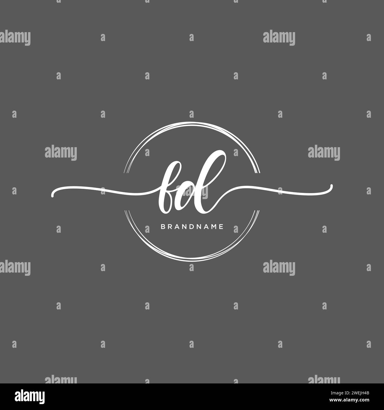 FD Initial handwriting logo with circle Stock Vector