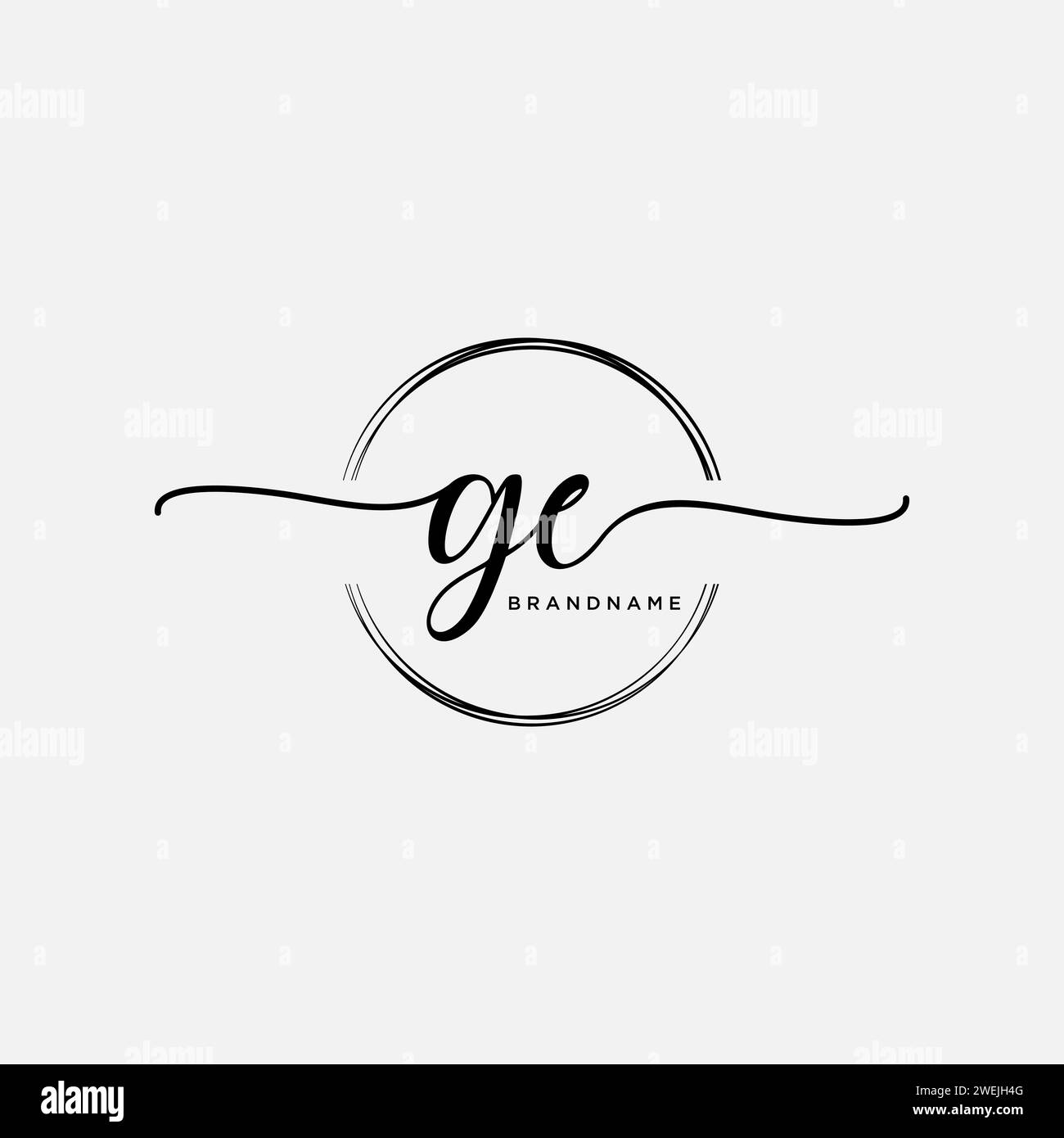 GE Initial handwriting logo with circle Stock Vector
