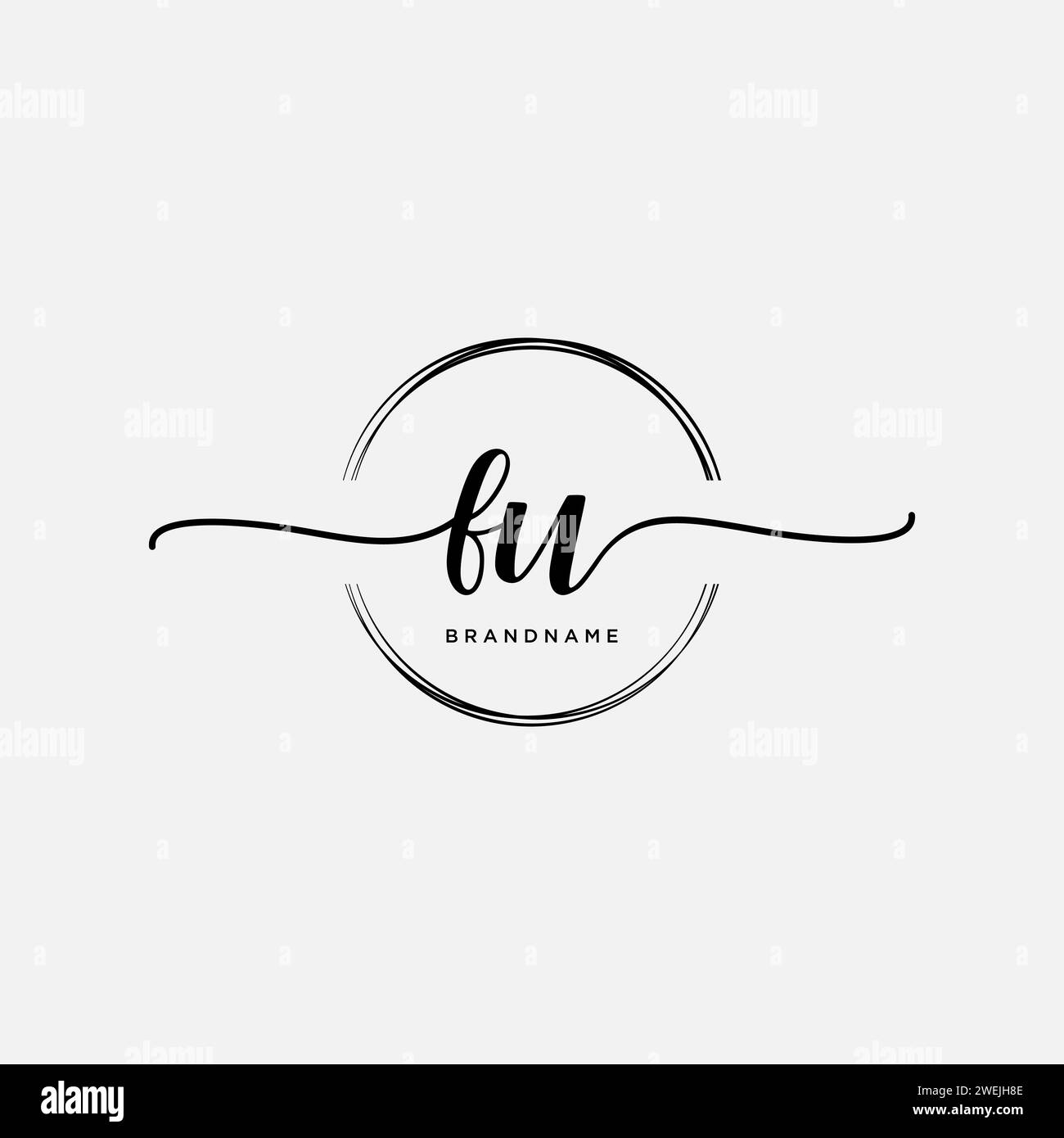 FU Initial handwriting logo with circle Stock Vector